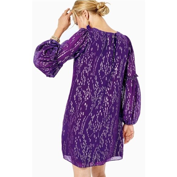 Lilly Pulitzer NWT Cleme Silk Dress Purple Berry Chiffon $268 Size 4 - Picture 2 of 5